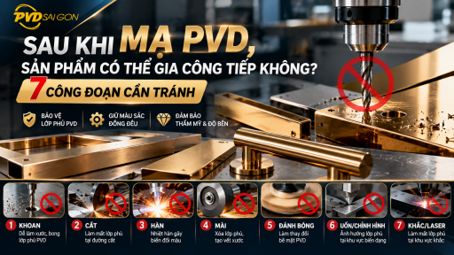 Sau khi mạ PVD, sản phẩm có thể gia công tiếp không? 7 công đoạn cần tránh